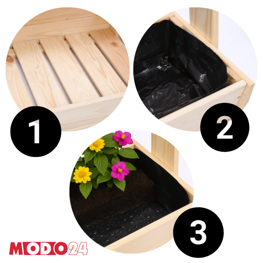 Drewniany regał na kwiaty 187 cm 5 półek kolor naturalny balkonowy ECO