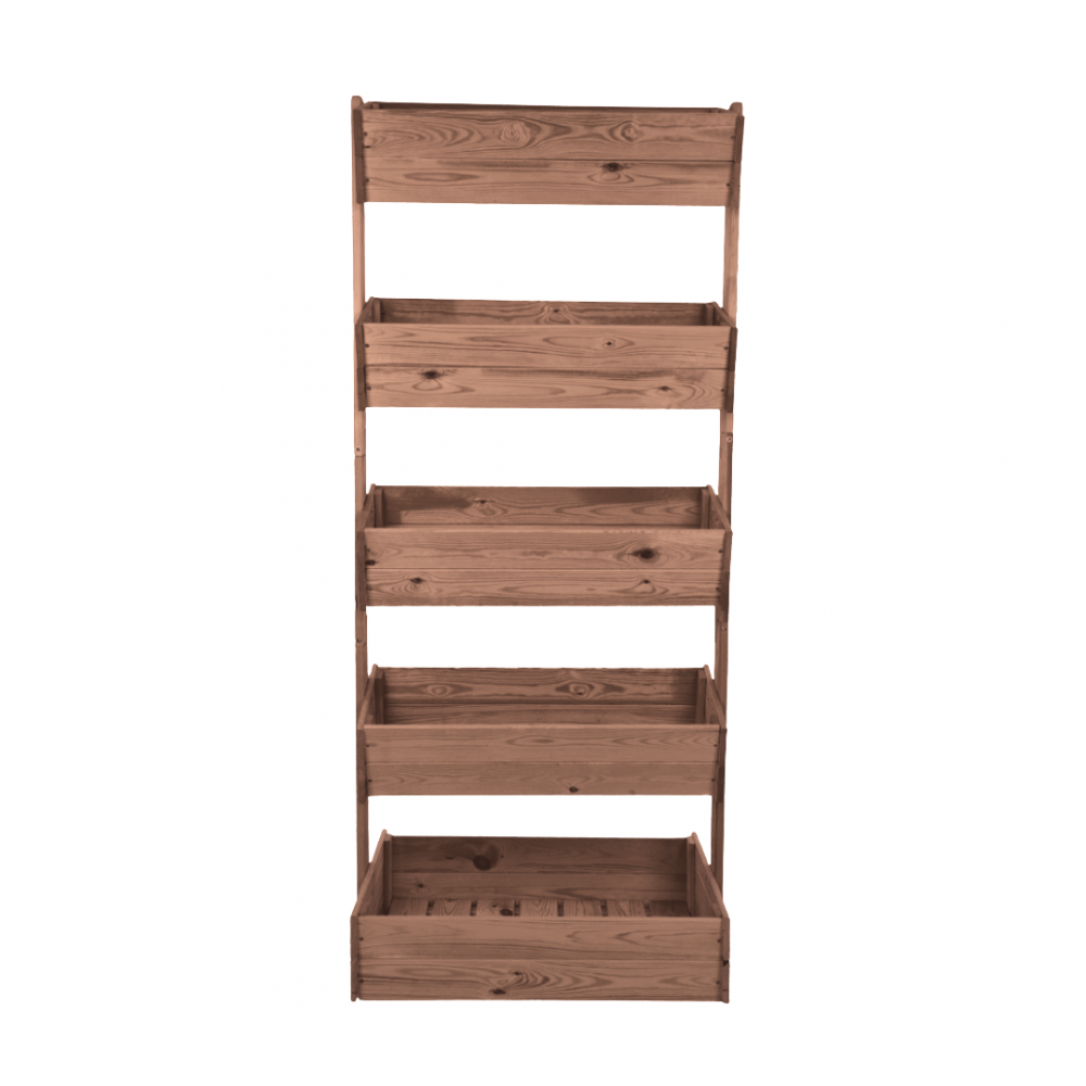 Kwietnik ogrodowy drewniany 187 cm 5 półek impregnacja brązowa rośliny ECO