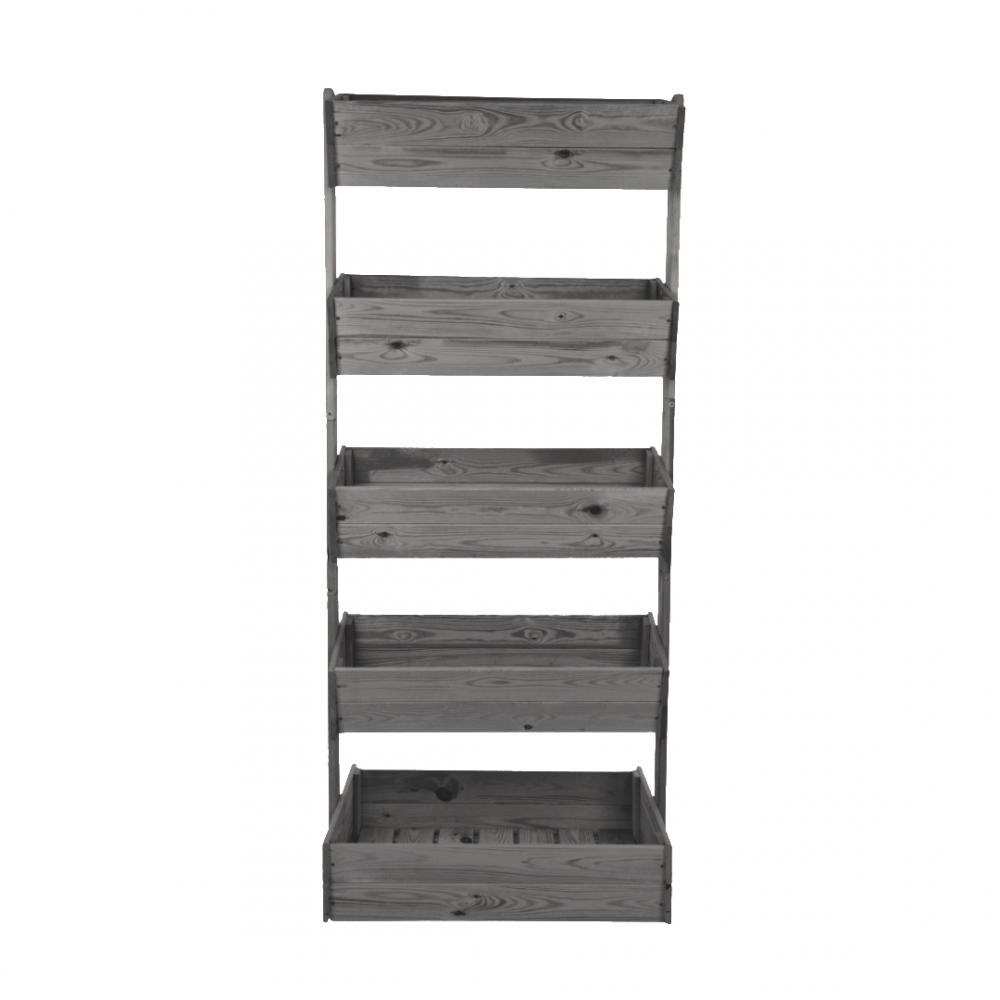 Stojak na kwiaty drewniany 187 cm 5 półek impregnacja szara ogrodowy ECO