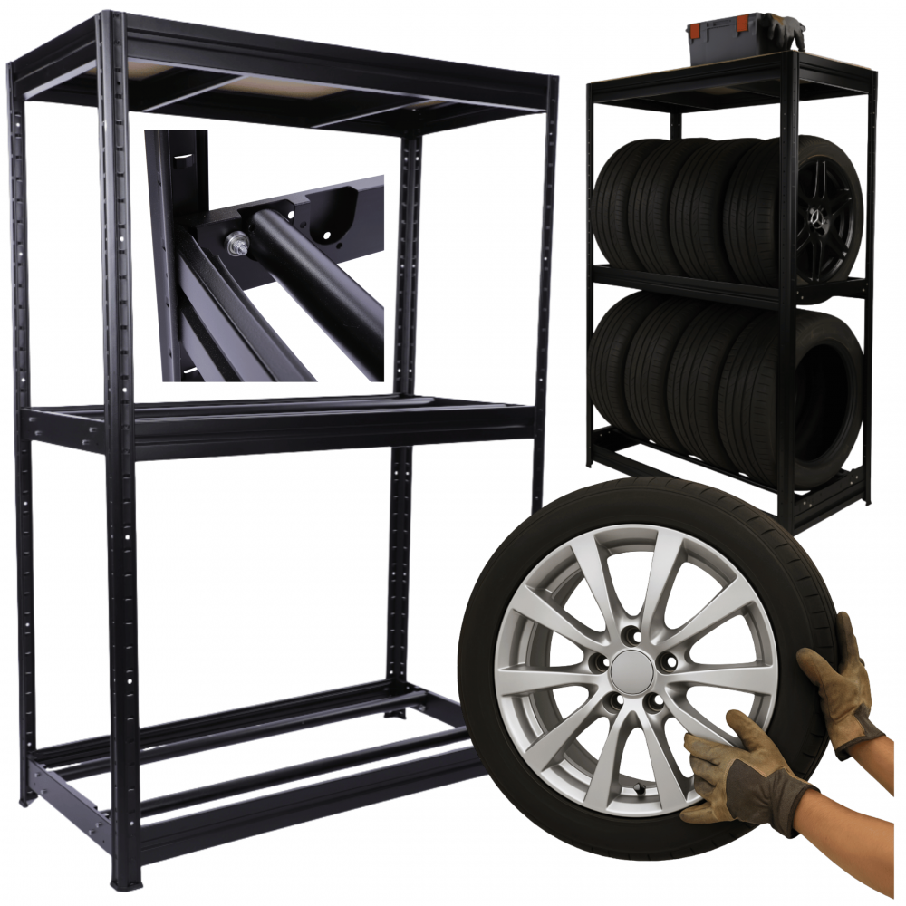 Stojak na opony regał na koła OBROTOWE ROLKI 177X120X60 cm SOLIDNY TRWAŁY