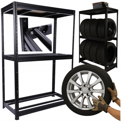 Stojak na opony regał na koła OBROTOWE ROLKI 177X120X60 cm SOLIDNY TRWAŁY