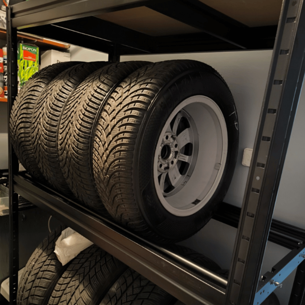 Stojak na opony regał na koła OBROTOWE ROLKI 177X120X60 cm SOLIDNY TRWAŁY