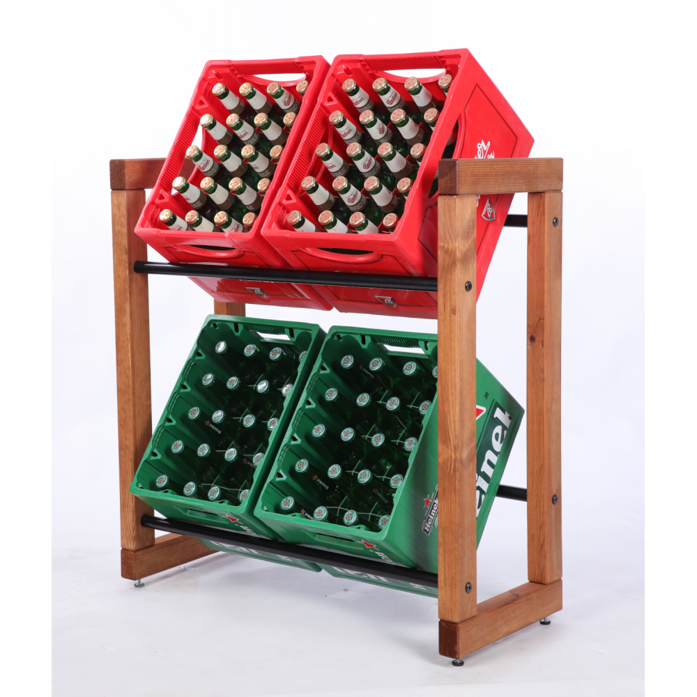 Regał na skrzynki na napoje piwo stojak na transportery METALOWE DRĄŻKI EKO