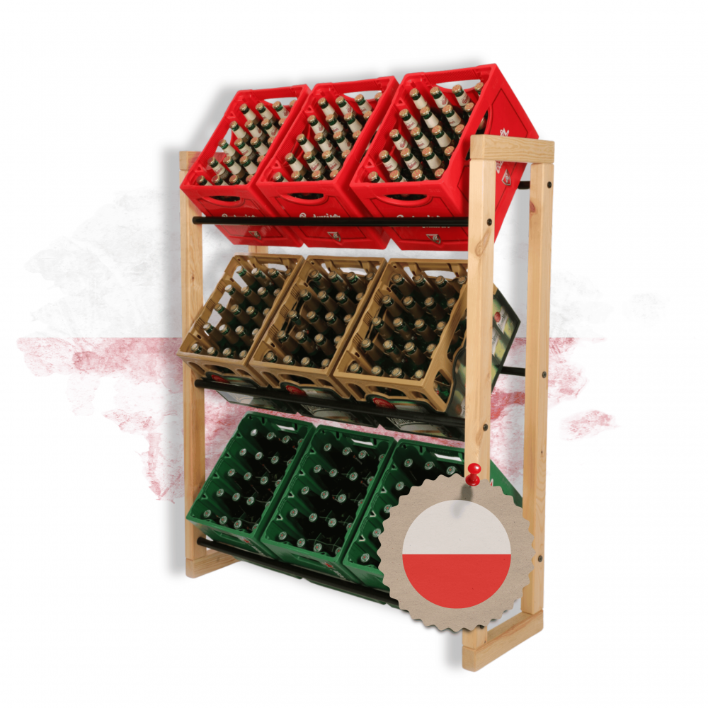 Regał na skrzynki na napoje piwo stojak 85x107cm METALOWE DRĄŻKI EKO