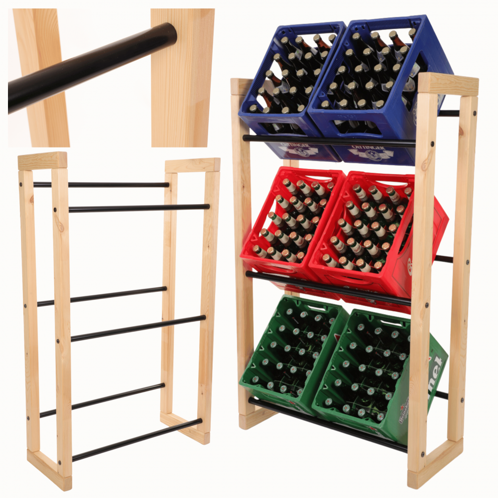 Regał na skrzynki na napoje piwo stojak na transportery METALOWE DRĄŻKI EKO