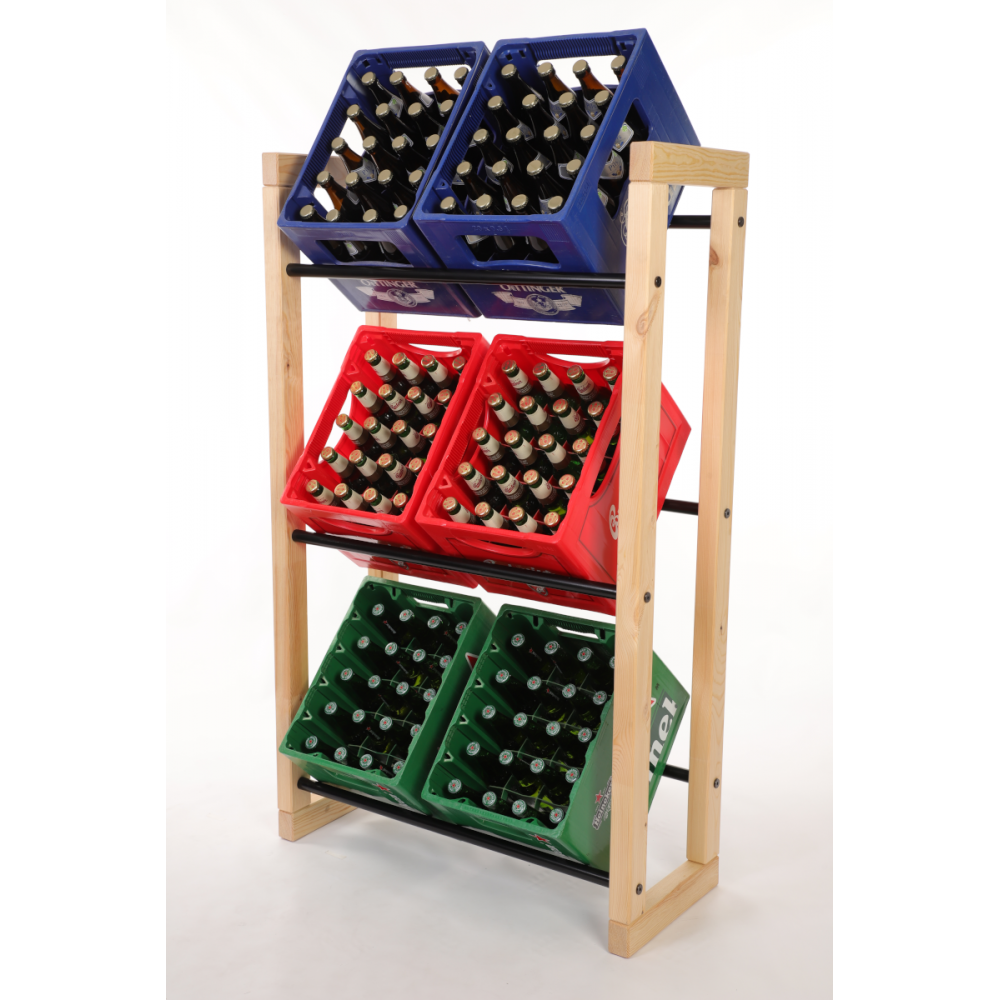 Regał na skrzynki na napoje piwo stojak na transportery METALOWE DRĄŻKI EKO