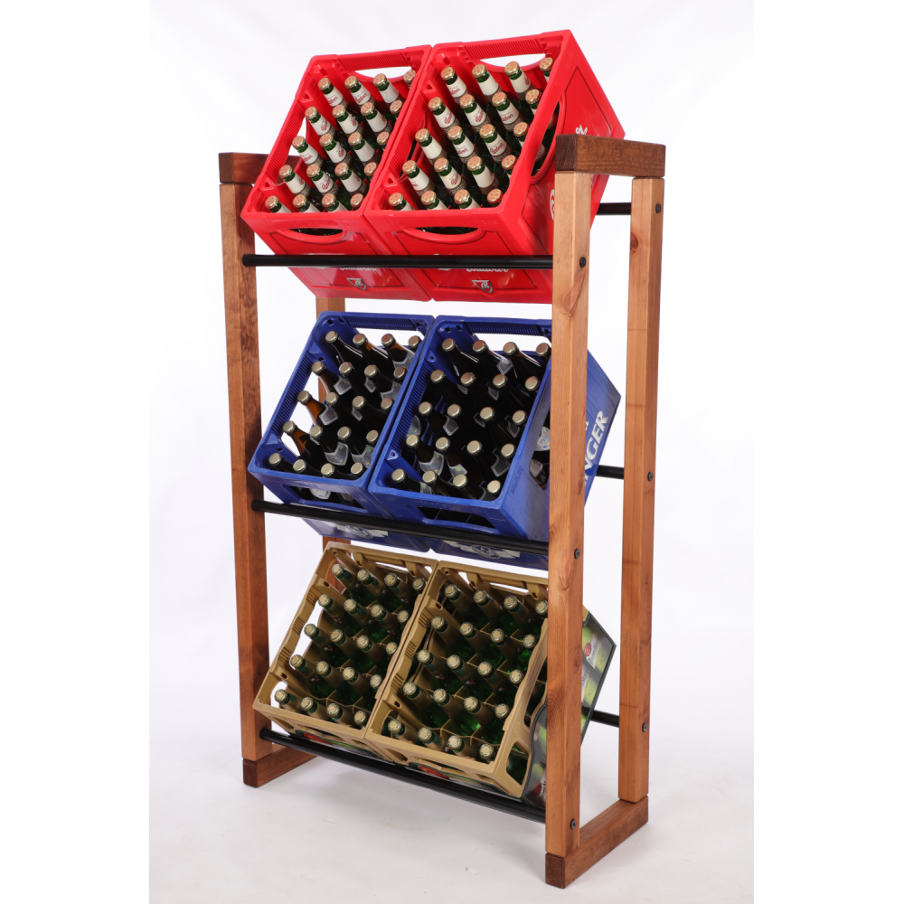 Regał na skrzynki na napoje piwo stojak na transportery METALOWE DRĄŻKI EKO