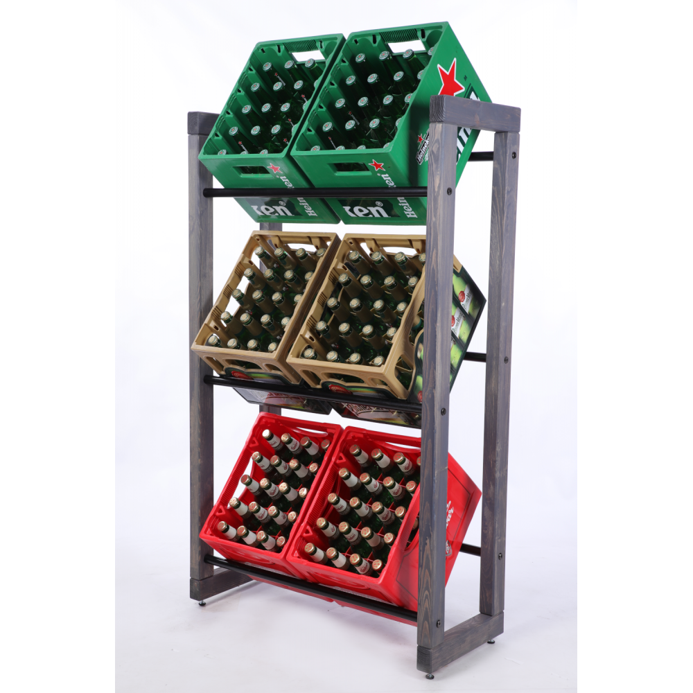 Regał na skrzynki na napoje piwo stojak na transportery METALOWE DRĄŻKI EKO