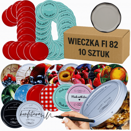 ZAKRĘTKI DO SŁOIKÓW FI82 NAKRĘTKI SŁOIKI WIECZKA 10szt 6-ZACZEPOWE WZORY