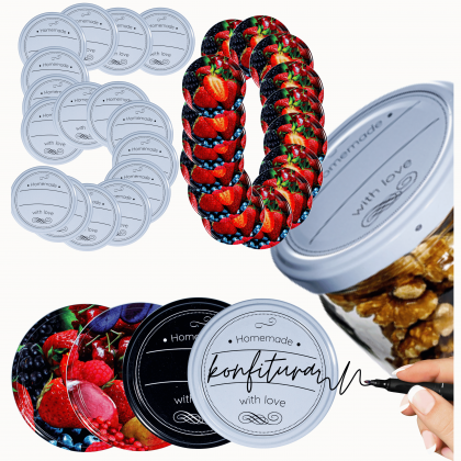 ZAKRĘTKI DO SŁOIKÓW FI66 NAKRĘTKI SŁOIKI WIECZKA 50szt 4-ZACZEPOWE WZORY
