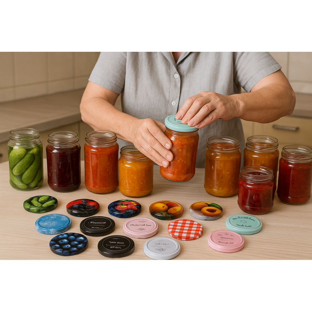 ZAKRĘTKI DO SŁOIKÓW FI66 NAKRĘTKI SŁOIKI WIECZKA 50szt 4-ZACZEPOWE WZORY