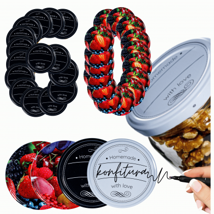 ZAKRĘTKI DO SŁOIKÓW FI66 NAKRĘTKI SŁOIKI WIECZKA 60szt 4-ZACZEPOWE WZORY