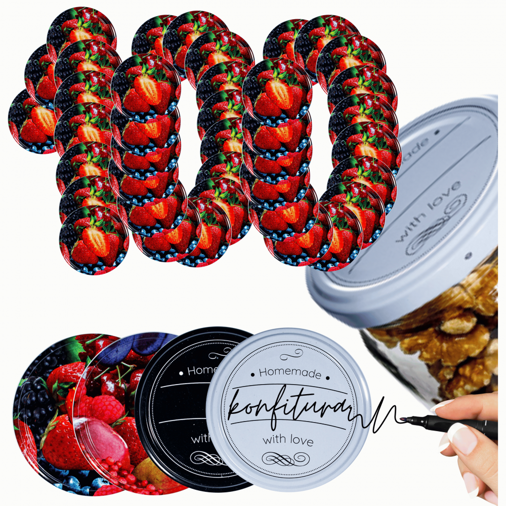 ZAKRĘTKI DO SŁOIKÓW FI66 NAKRĘTKI SŁOIKI WIECZKA 100szt 4-ZACZEPOWE WZORY