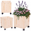 Donica drewniana 36x28x28 cm mobilna na kółkach do ogrodu doniczka