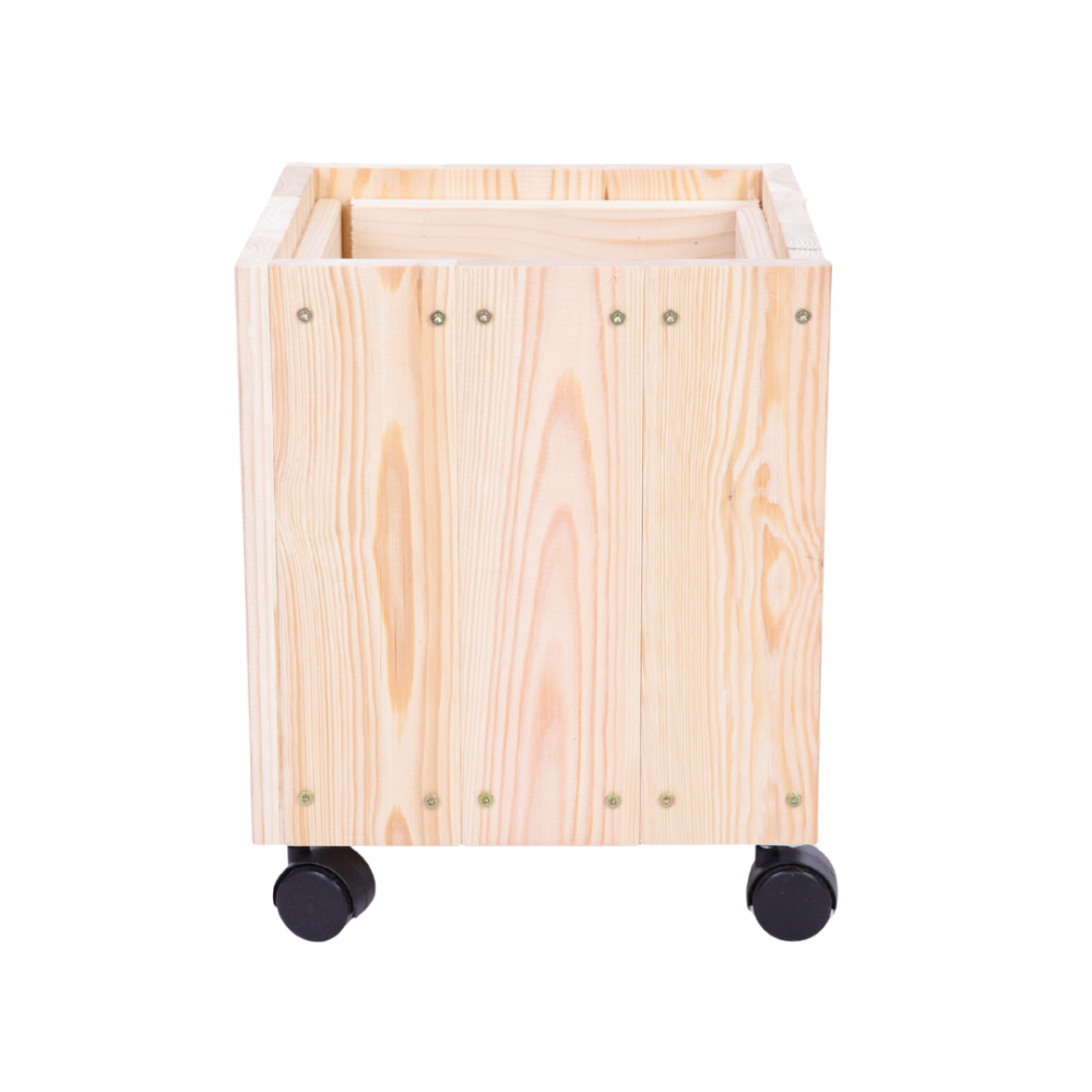 Donica drewniana 36x28x28 cm mobilna na kółkach do ogrodu doniczka