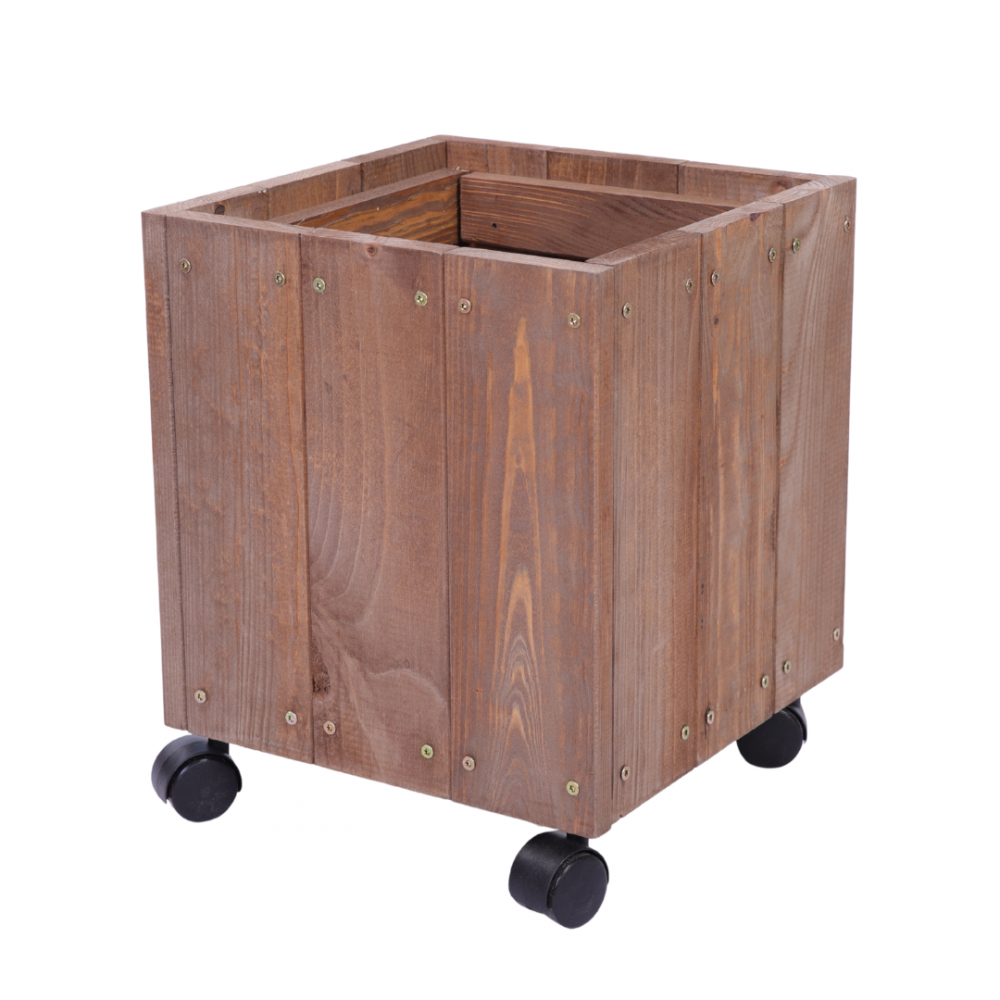 Donica drewniana 36x28x28 cm IMPREGNACJA mobilna na kółkach do ogrodu