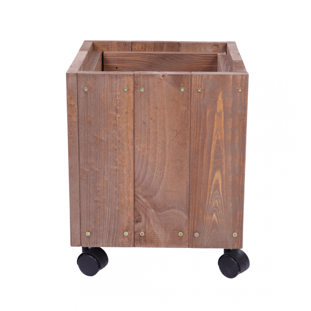 Donica drewniana 36x28x28 cm IMPREGNACJA mobilna na kółkach do ogrodu