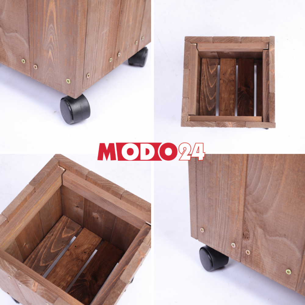 Donica drewniana 36x28x28 cm IMPREGNACJA mobilna na kółkach do ogrodu