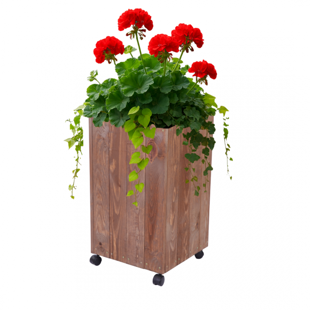 Donica drewniana 66x37x37 cm IMPREGNACJA mobilna na kółkach balkonowa