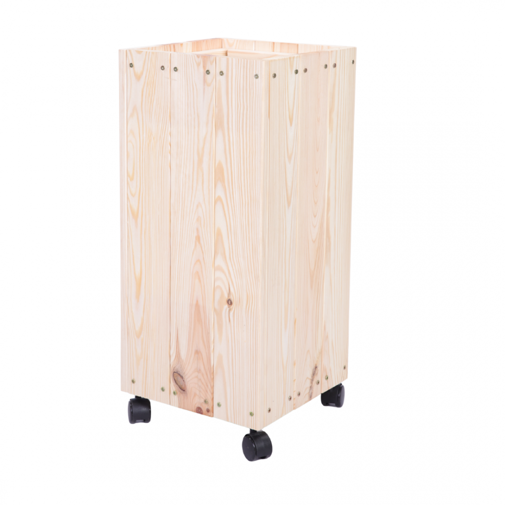 Donica drewniana naturalna 86x28x28 cm mobilna na kółkach balkonowa