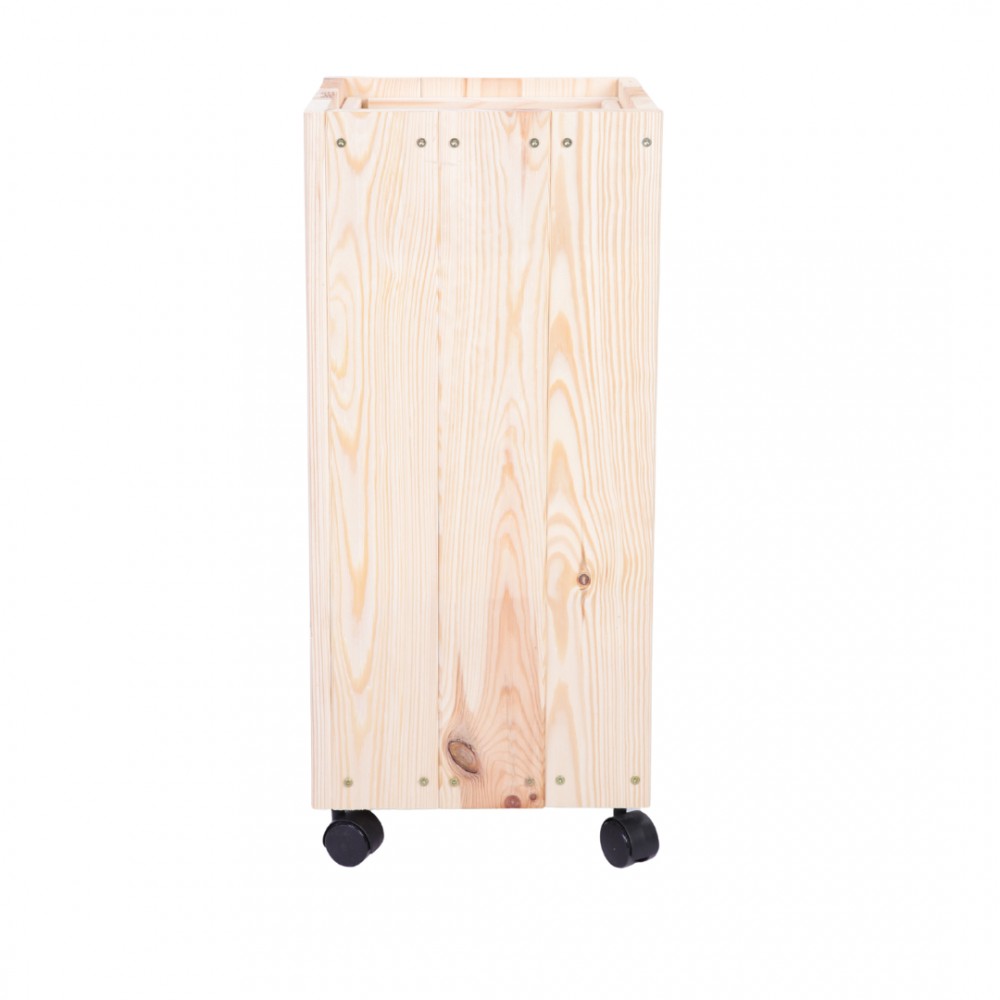 Donica drewniana naturalna 86x28x28 cm mobilna na kółkach balkonowa