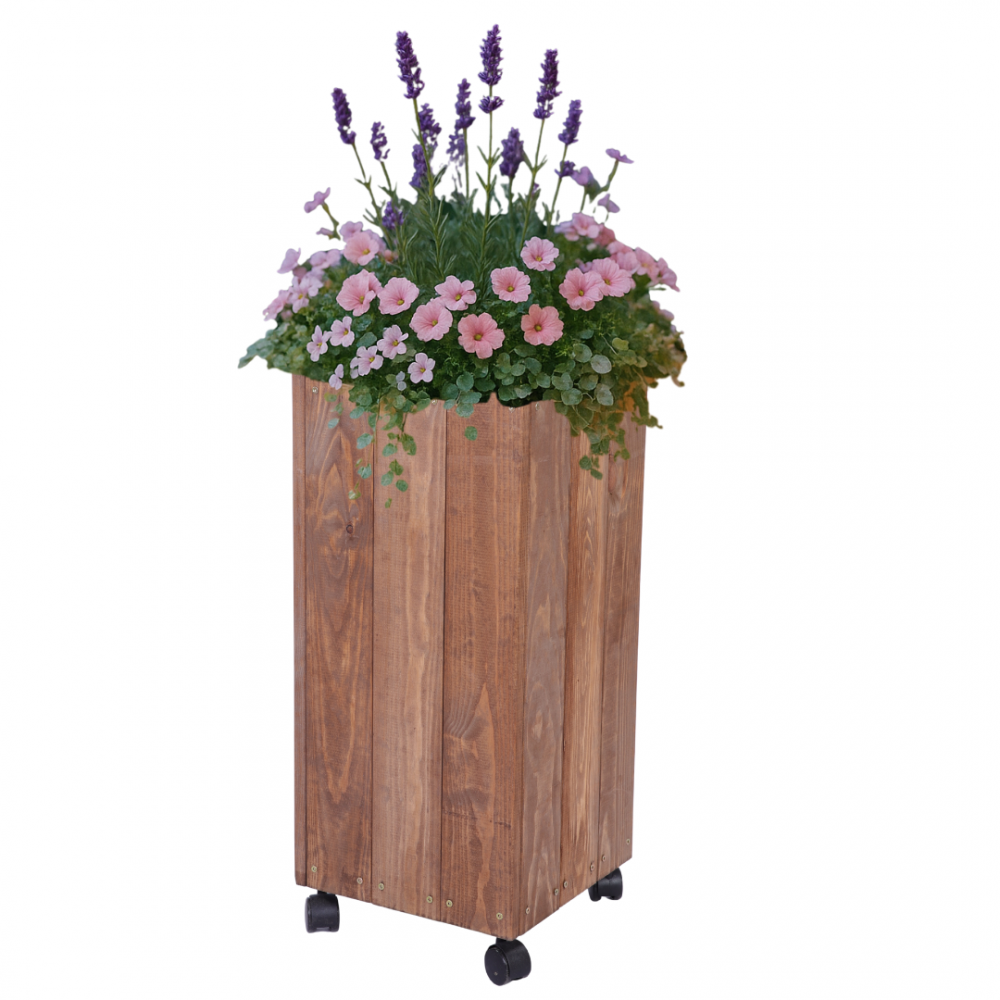 Donica drewniana 86x28x28 cm IMPREGNACJA mobilna na kółkach balkonowa