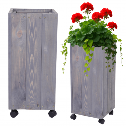 Donica drewniana 86x28x28 cm IMPREGNACJA mobilna na kółkach do ogrodu