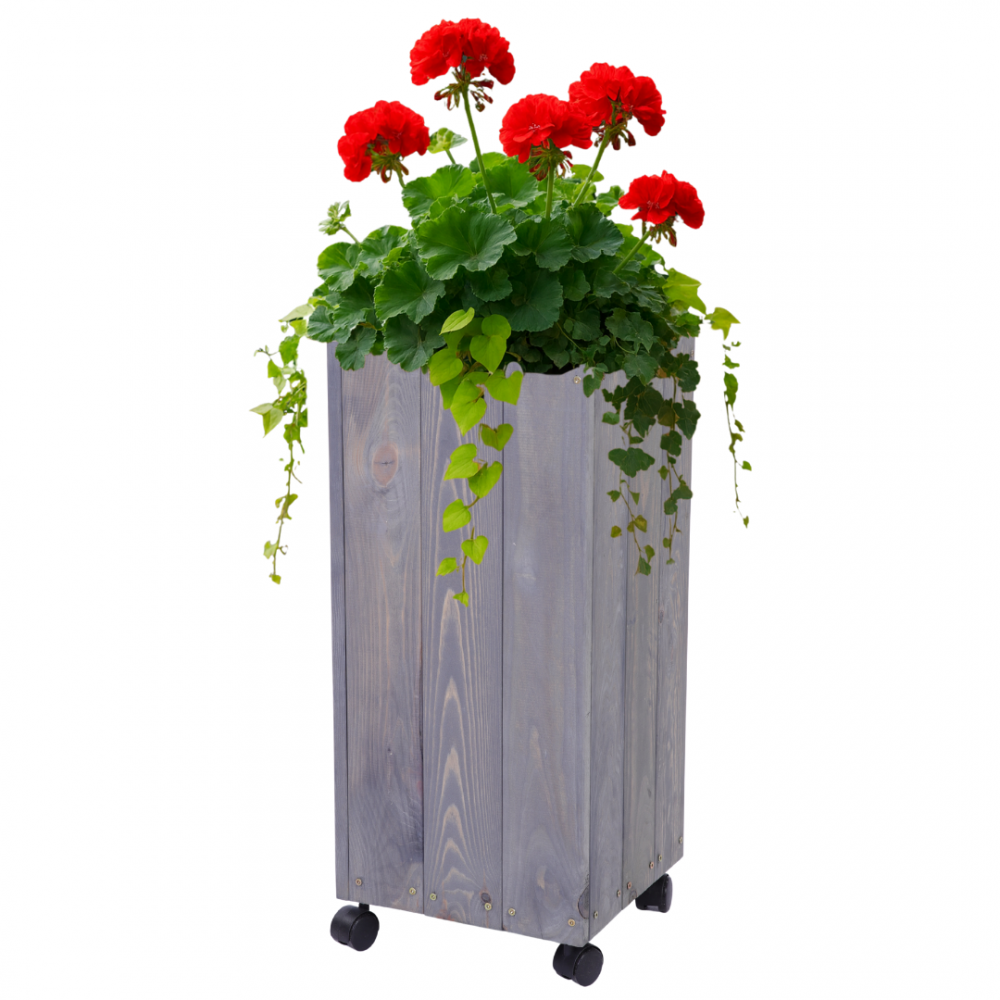Donica drewniana 86x28x28 cm IMPREGNACJA mobilna na kółkach do ogrodu