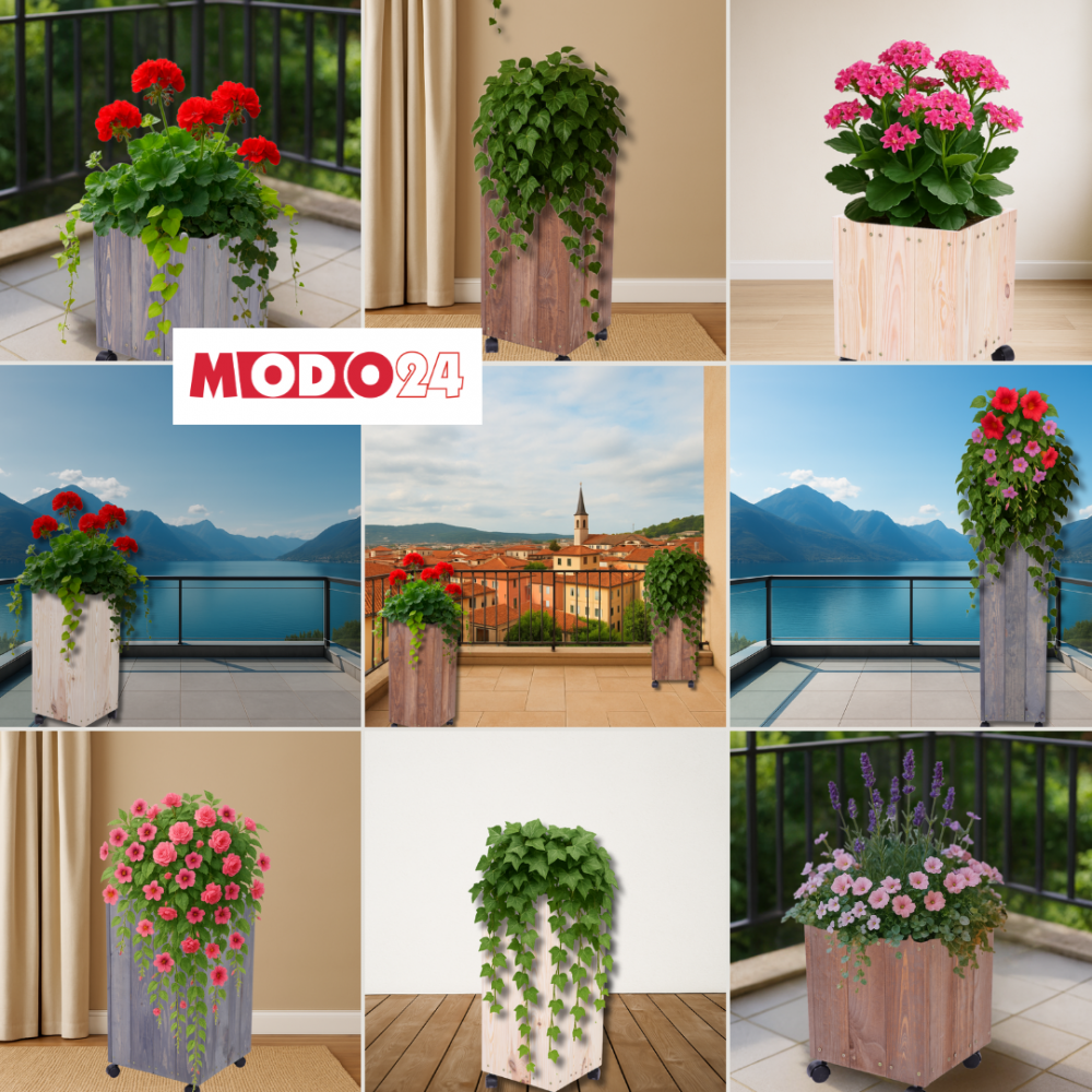 Donica drewniana 86x28x28 cm IMPREGNACJA mobilna na kółkach do ogrodu