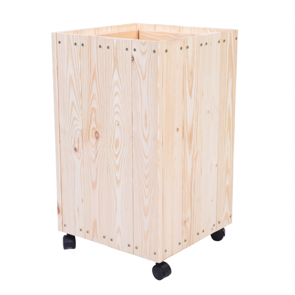 Donica drewniana naturalna 86x37x37 cm mobilna na kółkach balkonowa