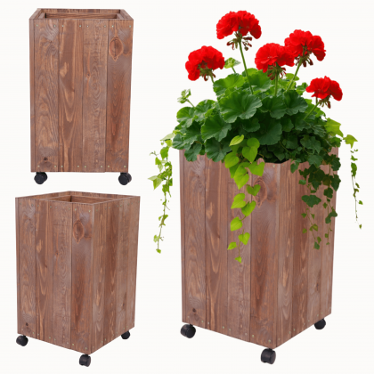 Donica drewniana 86x37x37 cm IMPREGNACJA mobilna na kółkach balkonowa