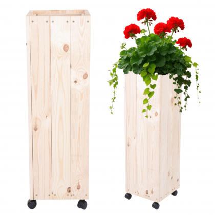 Donica drewniana 96x28x28 cm mobilna na kółkach balkonowa do ogrodu