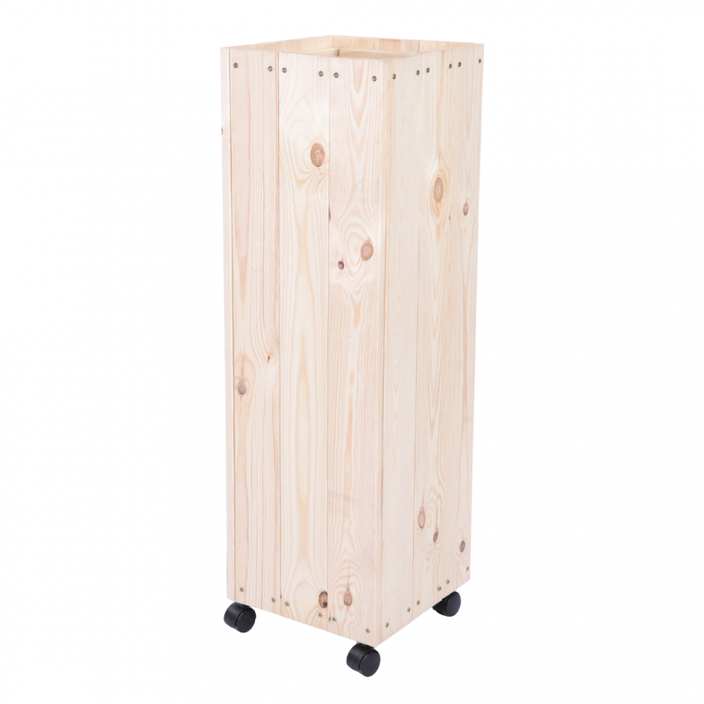 Donica drewniana naturalna 96x28x28 cm mobilna na kółkach balkonowa