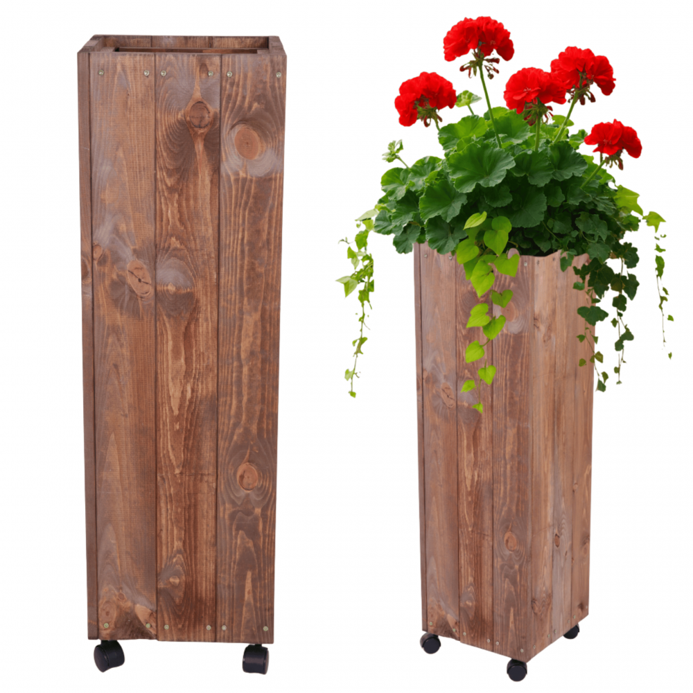 Donica drewniana 96x28x28 cm IMPREGNACJA mobilna na kółkach tarasowa