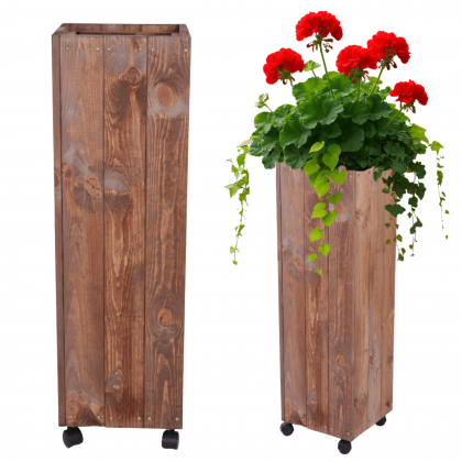 Donica drewniana 96x28x28 cm IMPREGNACJA mobilna na kółkach tarasowa