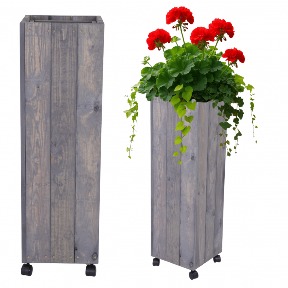 Donica drewniana 96x28x28 cm IMPREGNACJA mobilna na kółkach do ogrodu