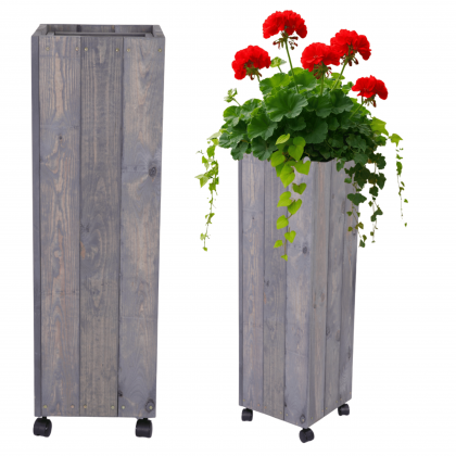 Donica drewniana 96x28x28 cm IMPREGNACJA mobilna na kółkach do ogrodu