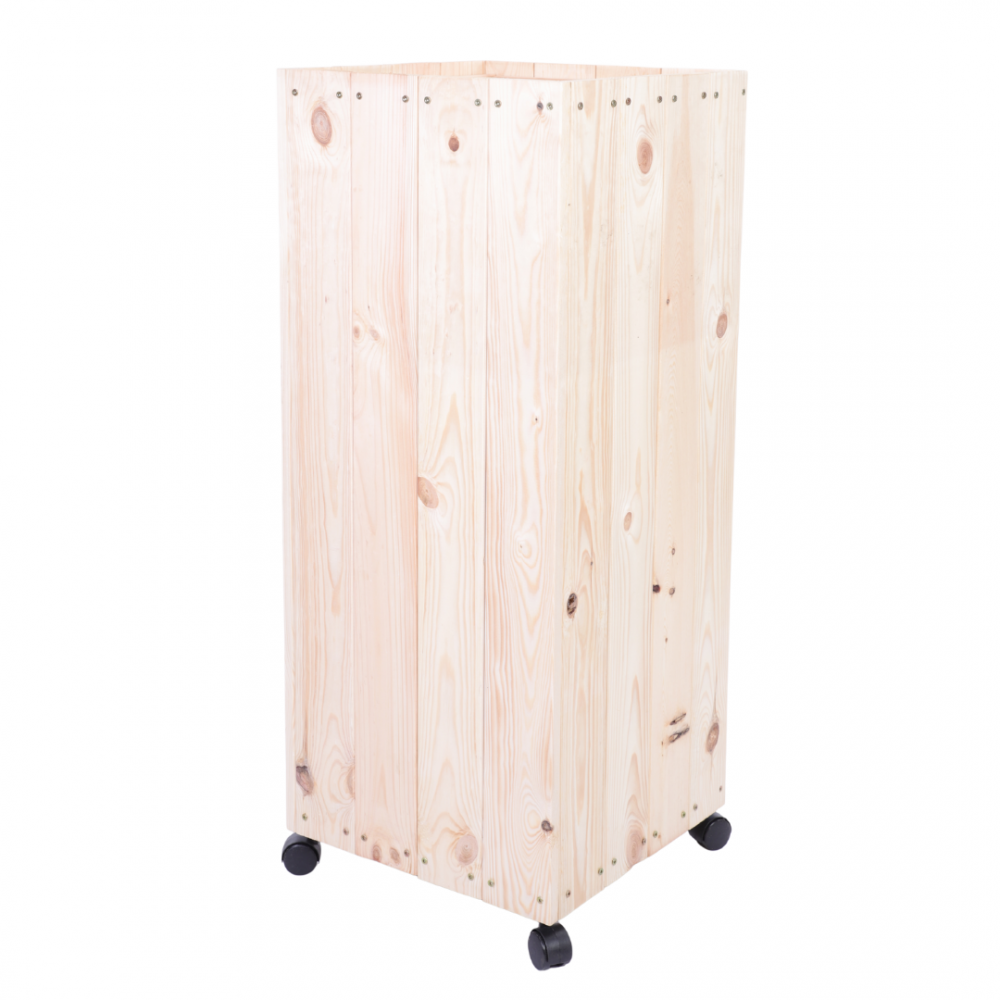 Donica drewniana naturalna 96x37x37 cm mobilna na kółkach tarasowa