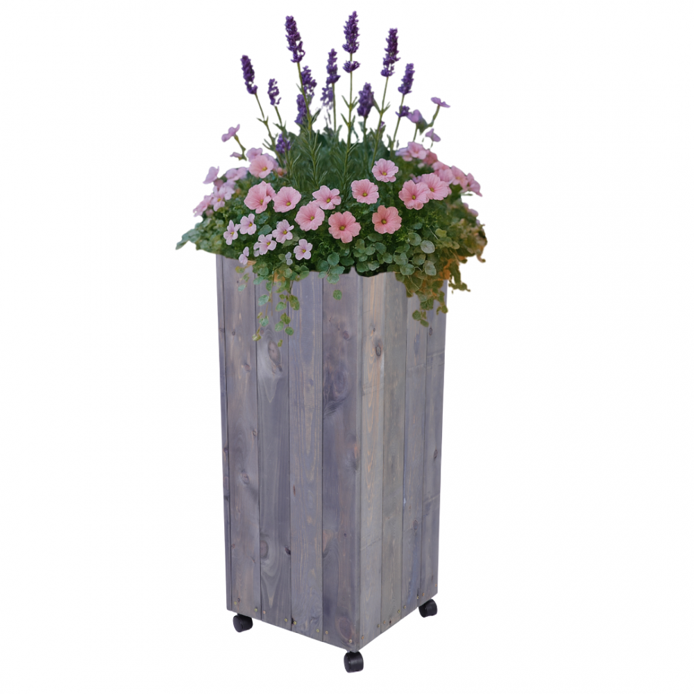 Donica drewniana 96x37x37 cm IMPREGNACJA mobilna na kółkach do ogrodu