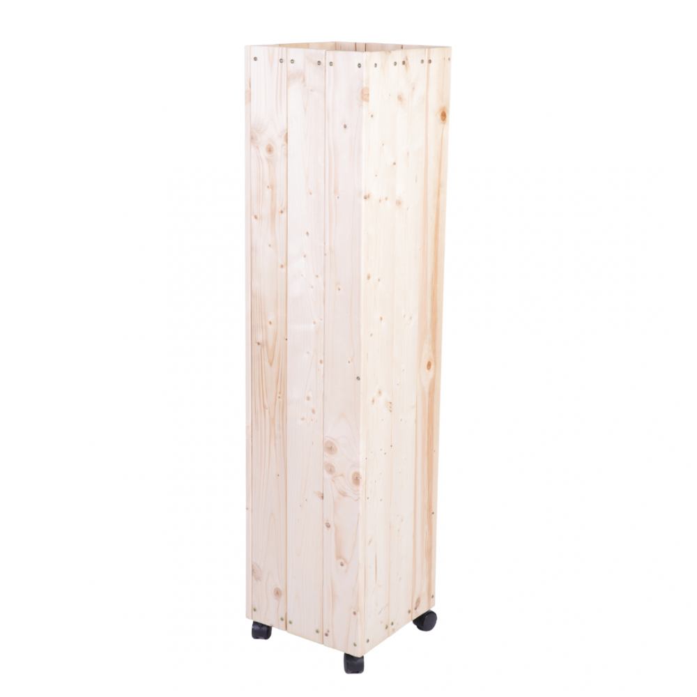 Donica drewniana naturalna 143x28x28 cm mobilna na kółkach balkonowa