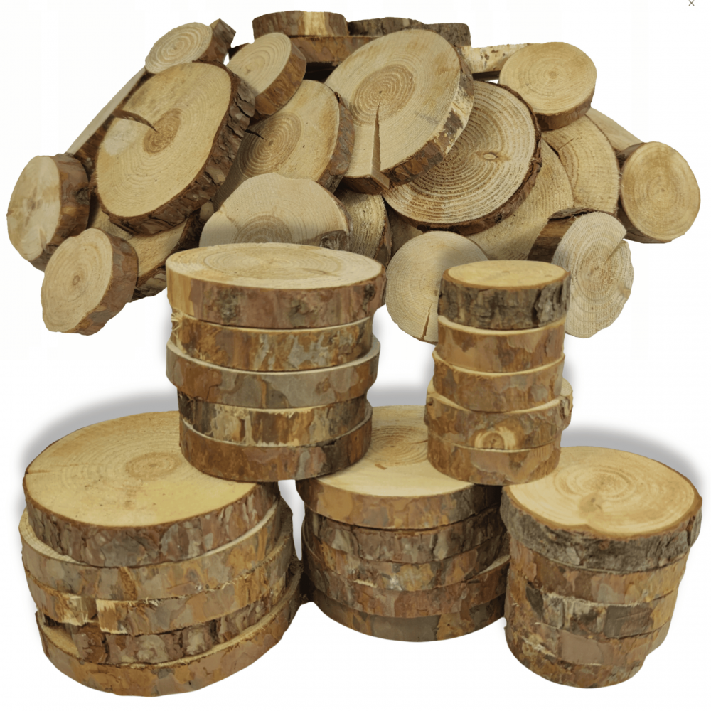 Zestaw plastrów drewna 25szt MIX iglaste plastry drewna krążki ECO 10-25cm