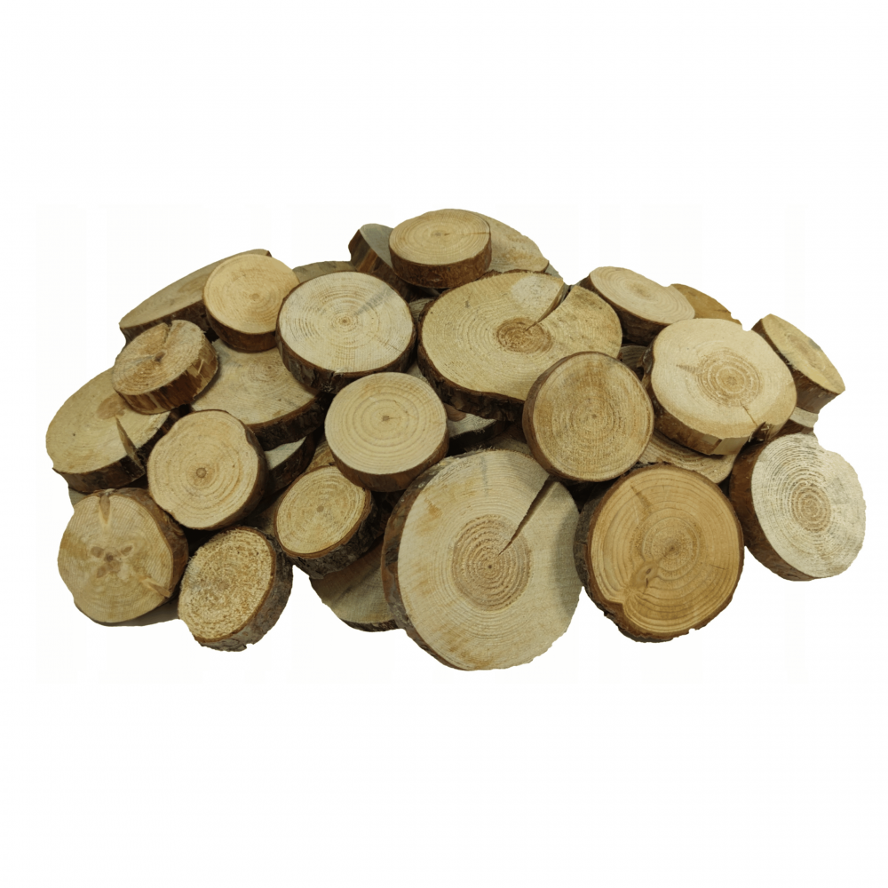 Zestaw plastrów drewna 50szt MIX iglaste plastry drewna krążki ECO 10-25cm