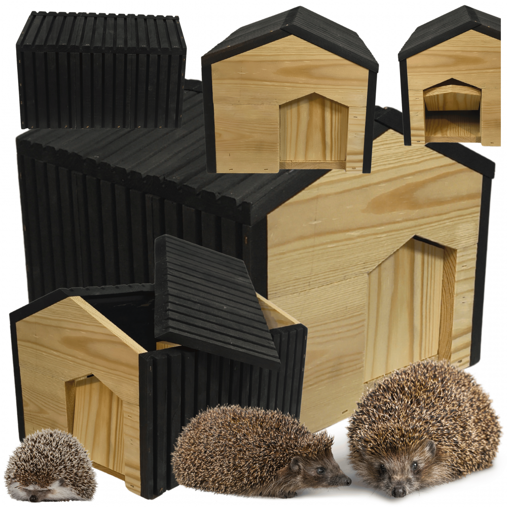 Domek dla jeża drewniany EKO impregnowany 25x36x27 cm schronienie zimowe