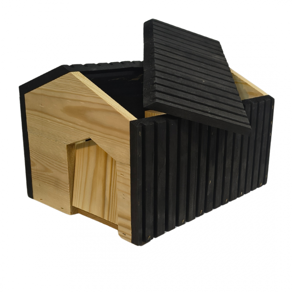 Domek dla jeża drewniany EKO impregnowany 25x36x27 cm schronienie zimowe