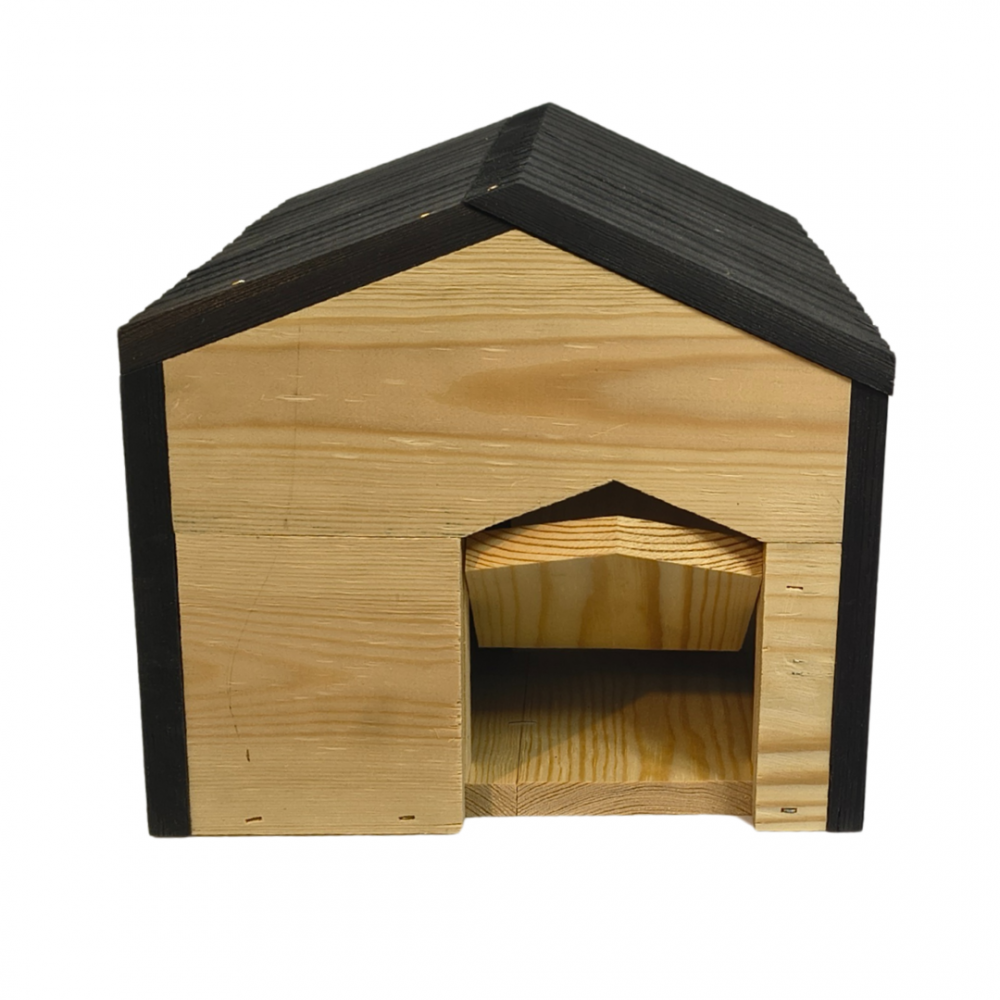 Domek dla jeża drewniany EKO impregnowany 25x36x27 cm schronienie zimowe