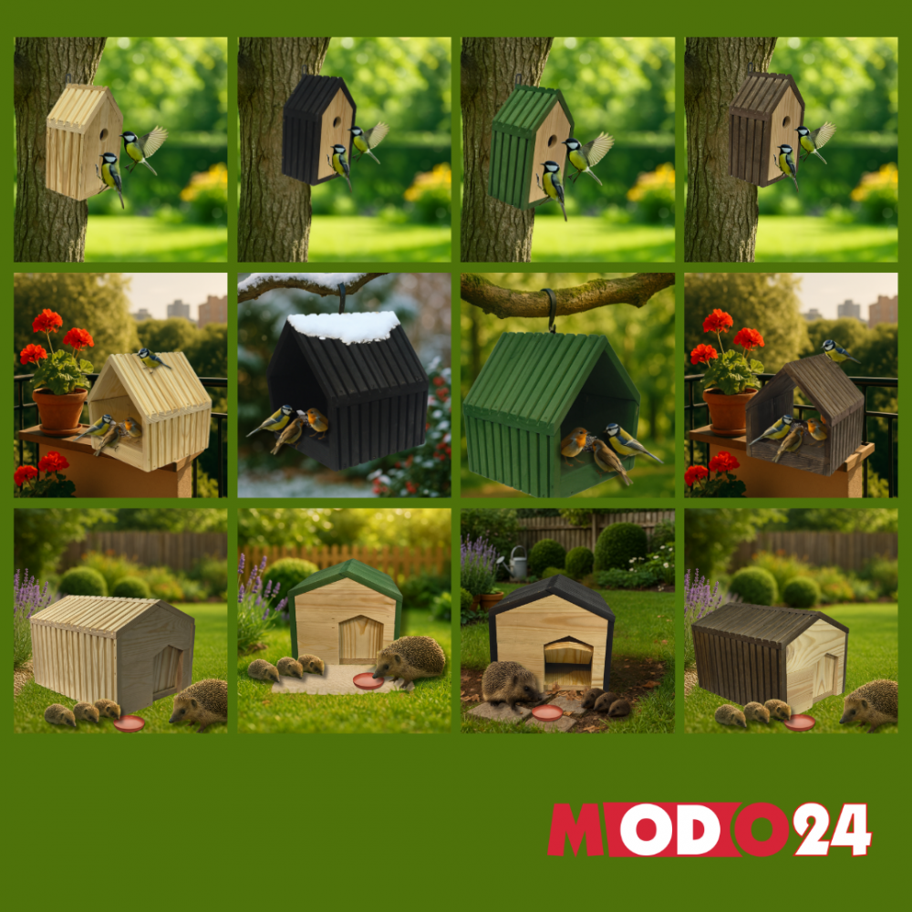 Domek dla jeża EKO impregnowany 25x36x27 cm legowisko ogrodowe zimowe