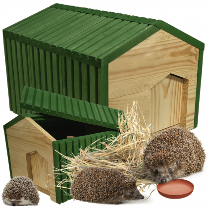 Domek dla jeża EKO impregnowany 25x36x27 cm z siankiem i miseczką legowisko