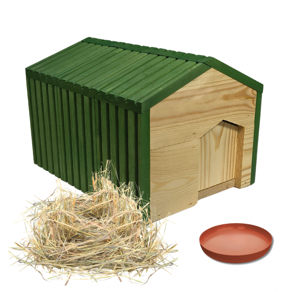 Domek dla jeża EKO impregnowany 25x36x27 cm z siankiem i miseczką legowisko