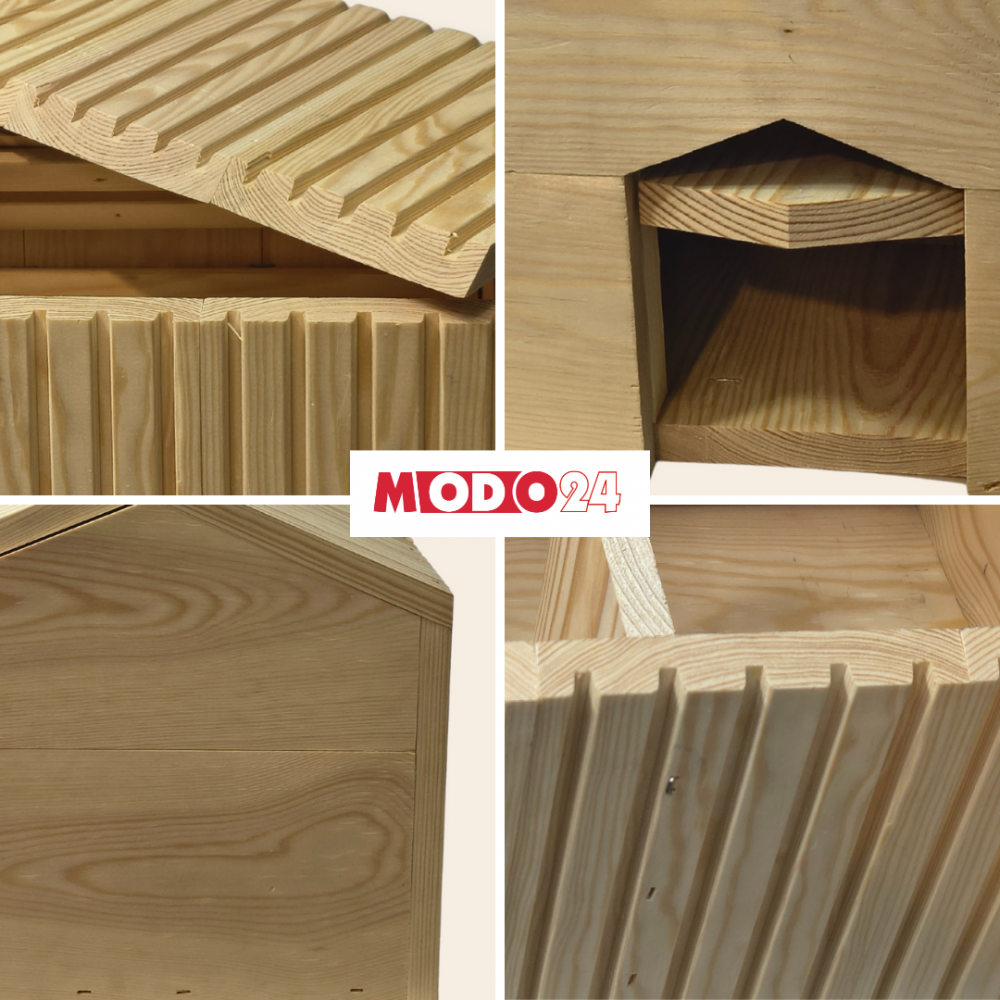 Domek dla jeża naturalny drewniany EKO 25x36x27 cm z siankiem i miseczką budka