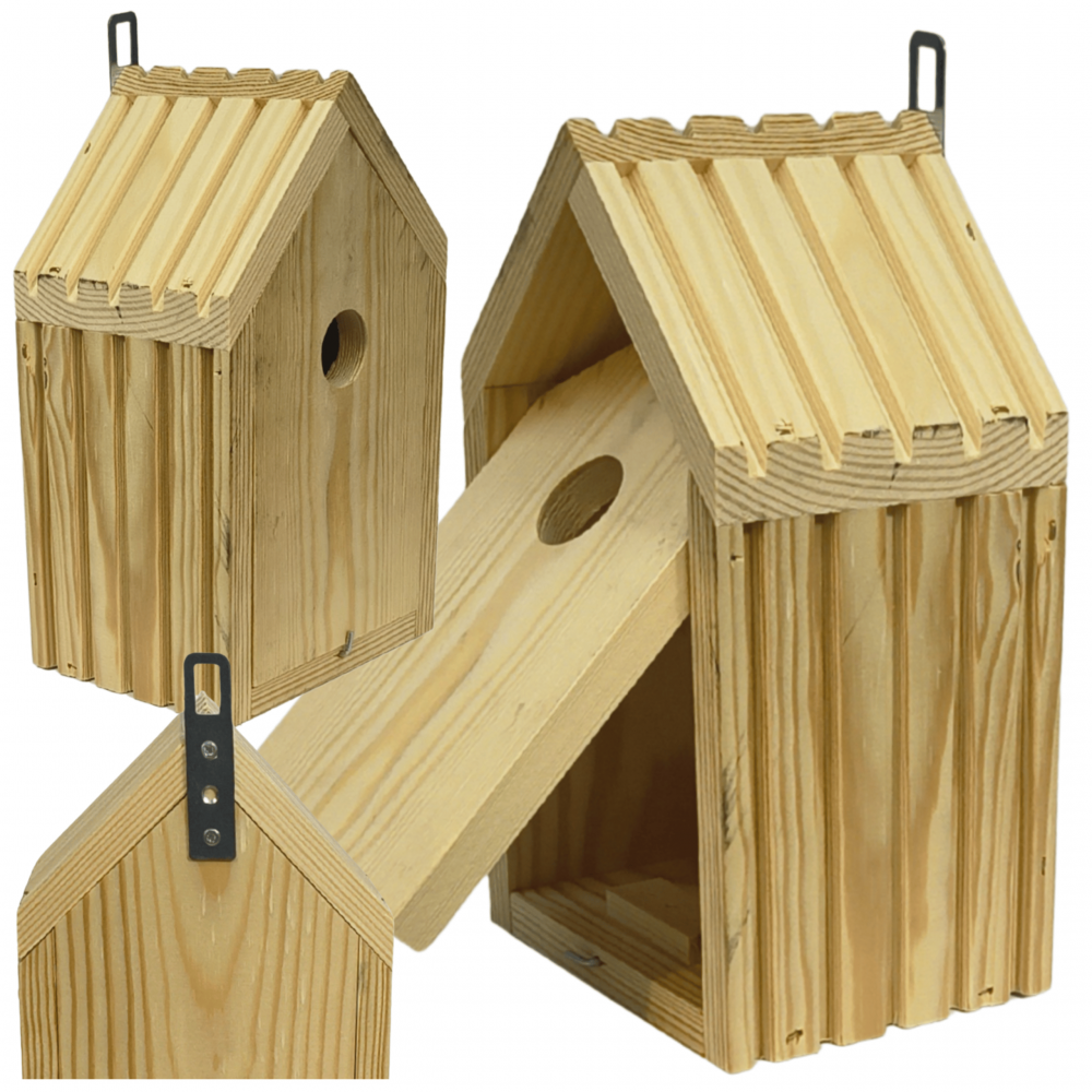 Budka lęgowa dla ptaków sikorek kosa WLOT A 2,8 cm ZMONTOWANA lamele drewno eko